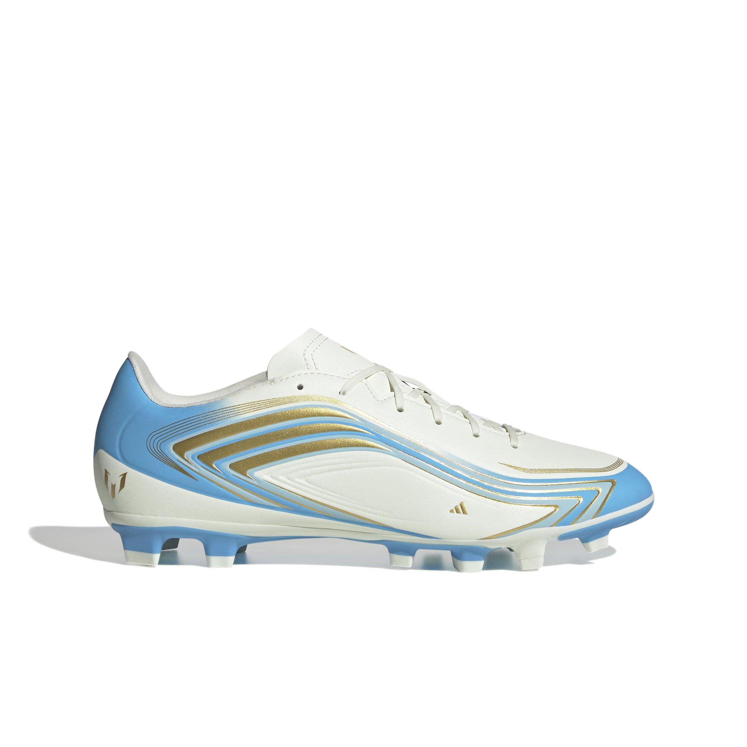 adidas F50 Messi Club MG "Ivory/Semi Blue Burst/Icey Blue" Men's Soccer Cleat - IVORY/BLUE/BLUE